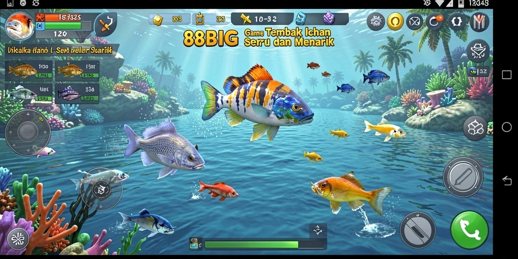 Screenshot gameplay 88BIG yang menampilkan aksi menembak ikan.