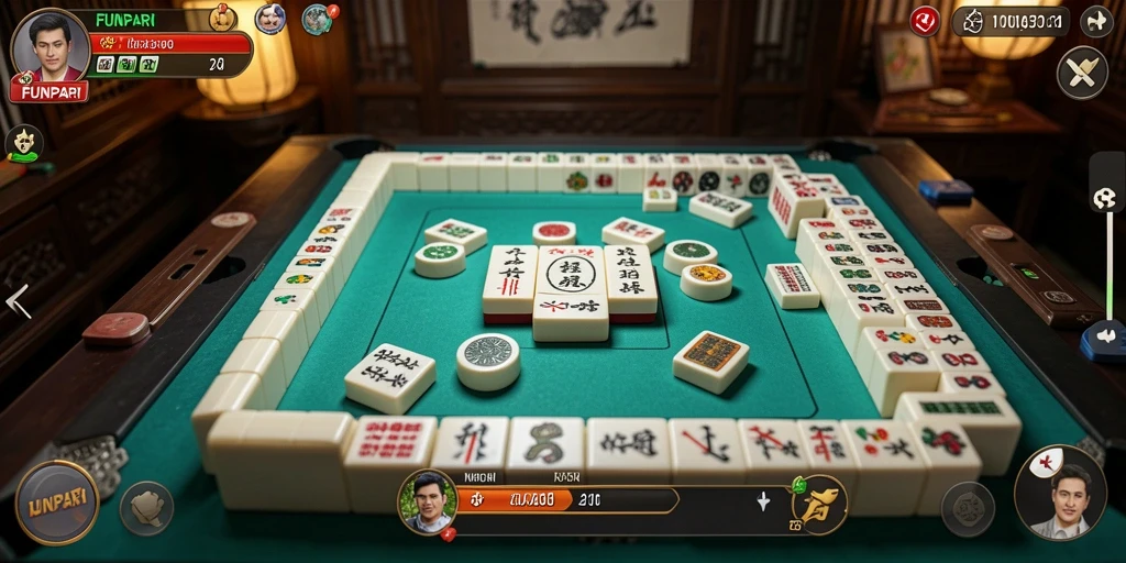 Tampilan gameplay seru dari FUNPARI dengan tantangan Mahjong.