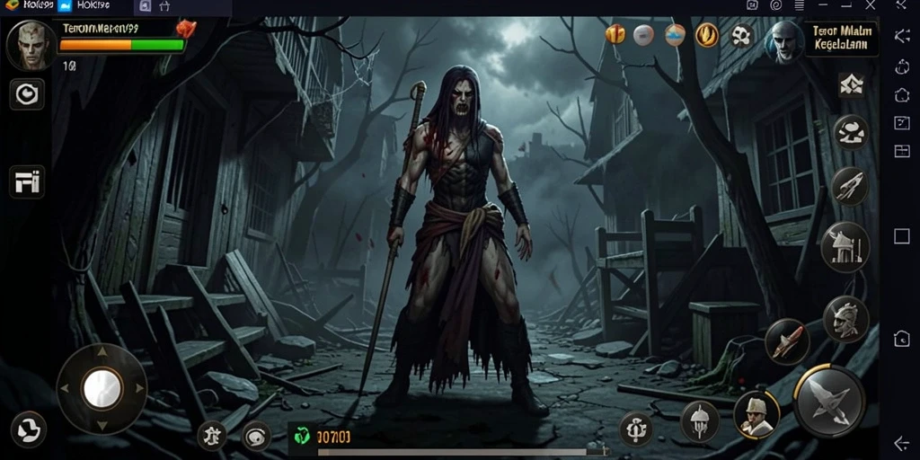 Tampilan gameplay HOKI99 dengan suasana mencekam dan makhluk menyeramkan.