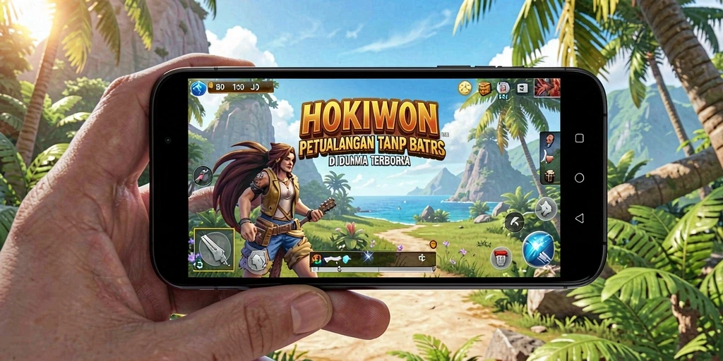 Screenshot gameplay HOKIWON menampilkan aksi seru di dunia terbuka.