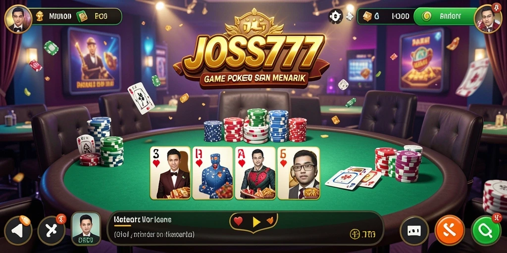 Screenshot JOSS777 menampilkan gameplay poker yang seru dan interaktif.