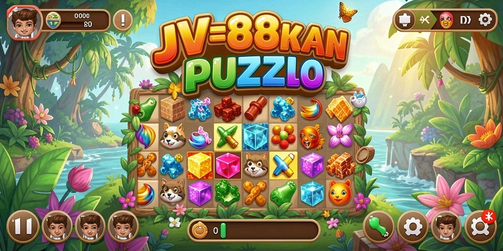 Tampilan gameplay JV88 yang menarik dengan teka-teki yang penuh warna.