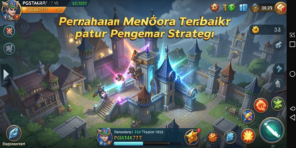 Gameplay menegangkan dalam pertahanan menara yang seru.